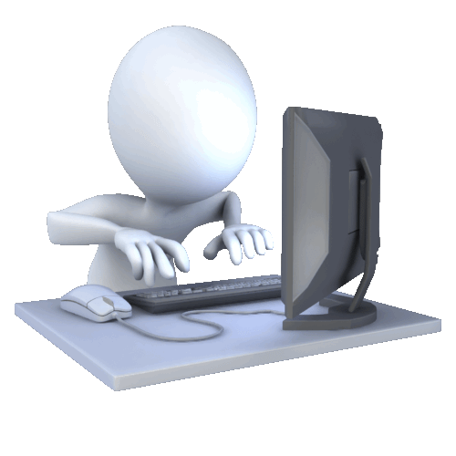 working at pc animated