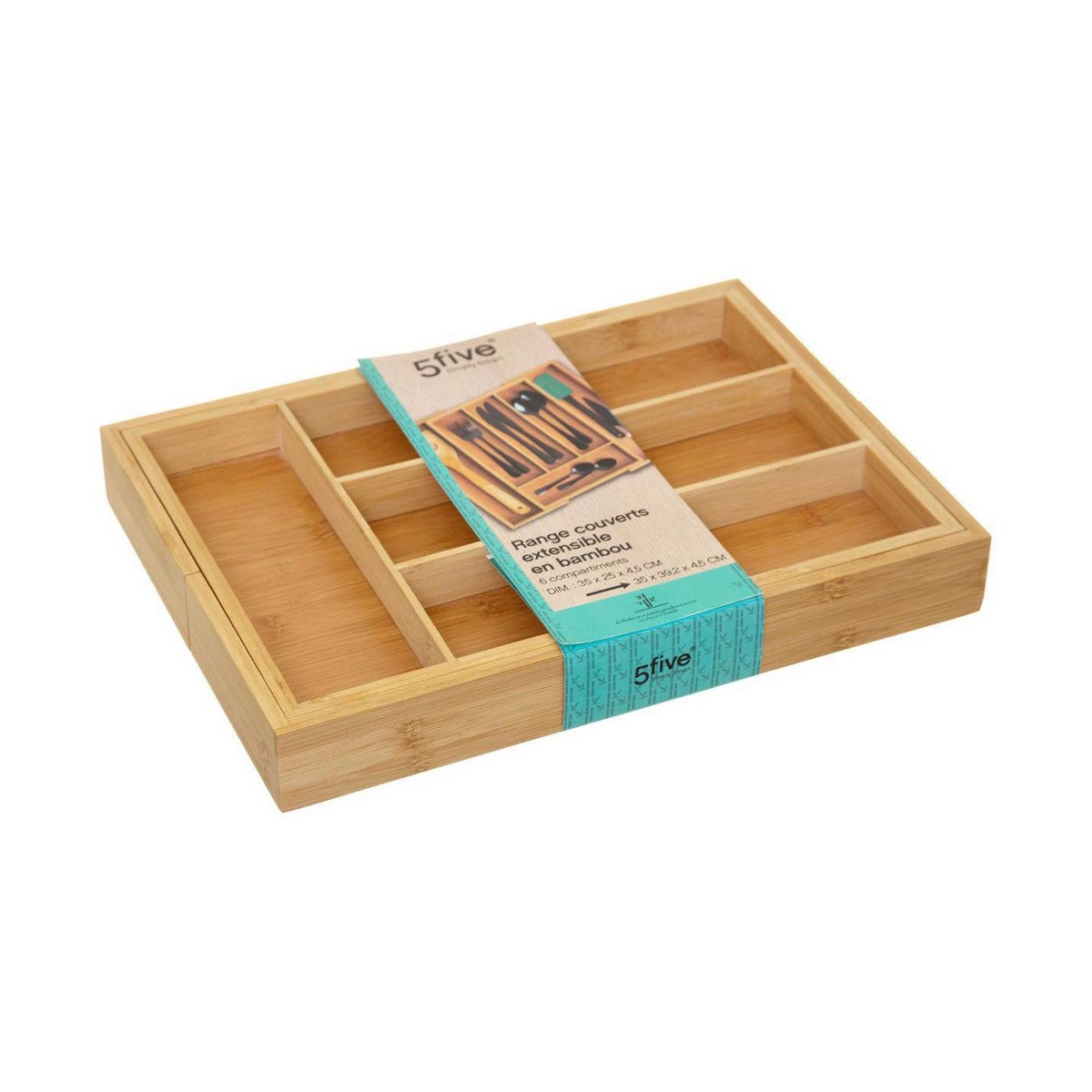 Vassoio Portaposate 5five Simply Smart Marrone Naturale Legno Bambù 34 x 25 x 4,5 cm 2 S7901381_0