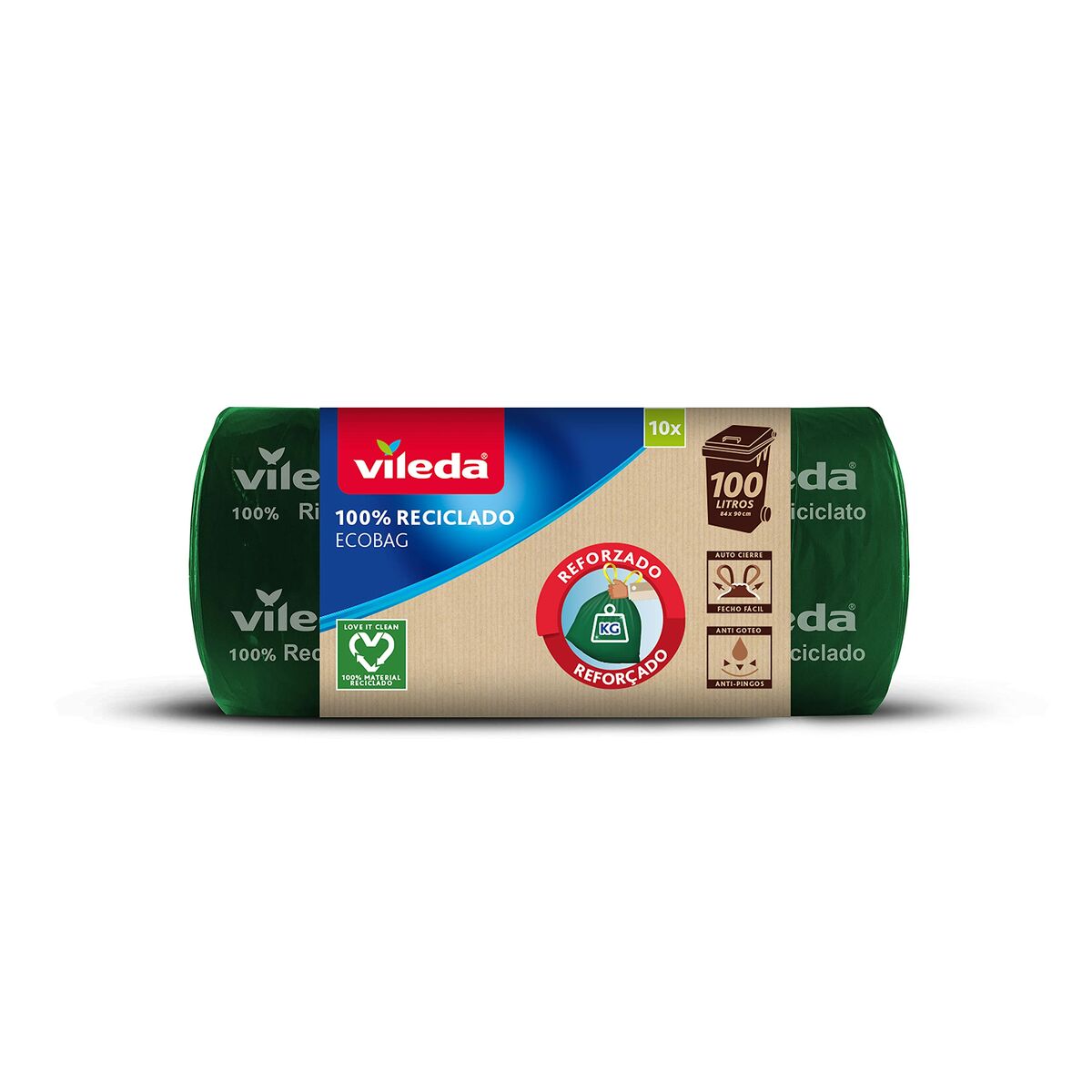 Sacchetti per la Spazzatura Vileda 169307 Ecobag 100 % Riciclato 100 L (10 Unità) 2 S7904110_0