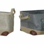 Cestino Multiuso DKD Home Decor Beige Grigio Marrone Chiaro 40 x 30 x 24 cm Legno 3 Pezzi (3 Unità)