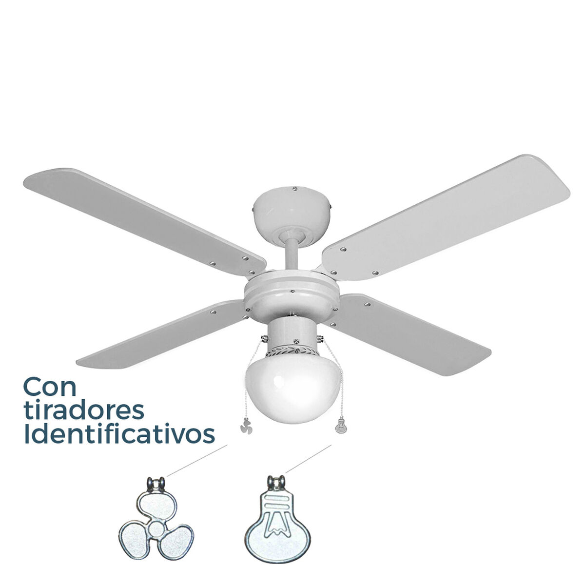 Ventilatore da Soffitto con Luce EDM 33800 Caribe Bianco 50 W 4 S7900596_2