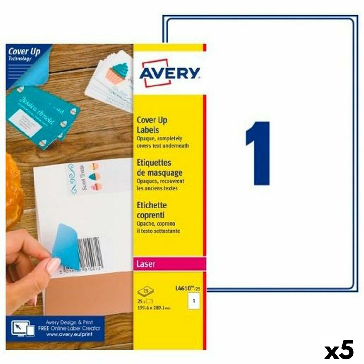 Etichette per Stampante Avery L4610 Bianco 25 Fogli 199,6 x 289,1 mm (5 Unità) 2 S8426140_0