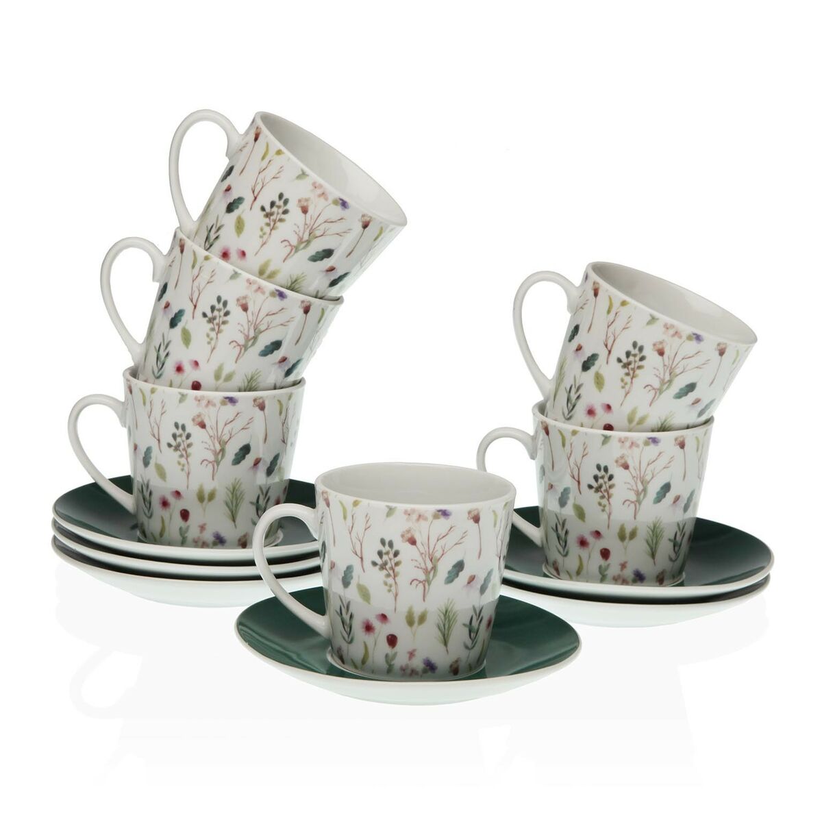 Set di Tazze e Piatti Versa Sansa Porcellana 9 x 14 x 14 cm 10,5 x 8 x 6 cm 14 x 14 x 2 cm Fiori Tè (12 Pezzi) 2 S3410126_0