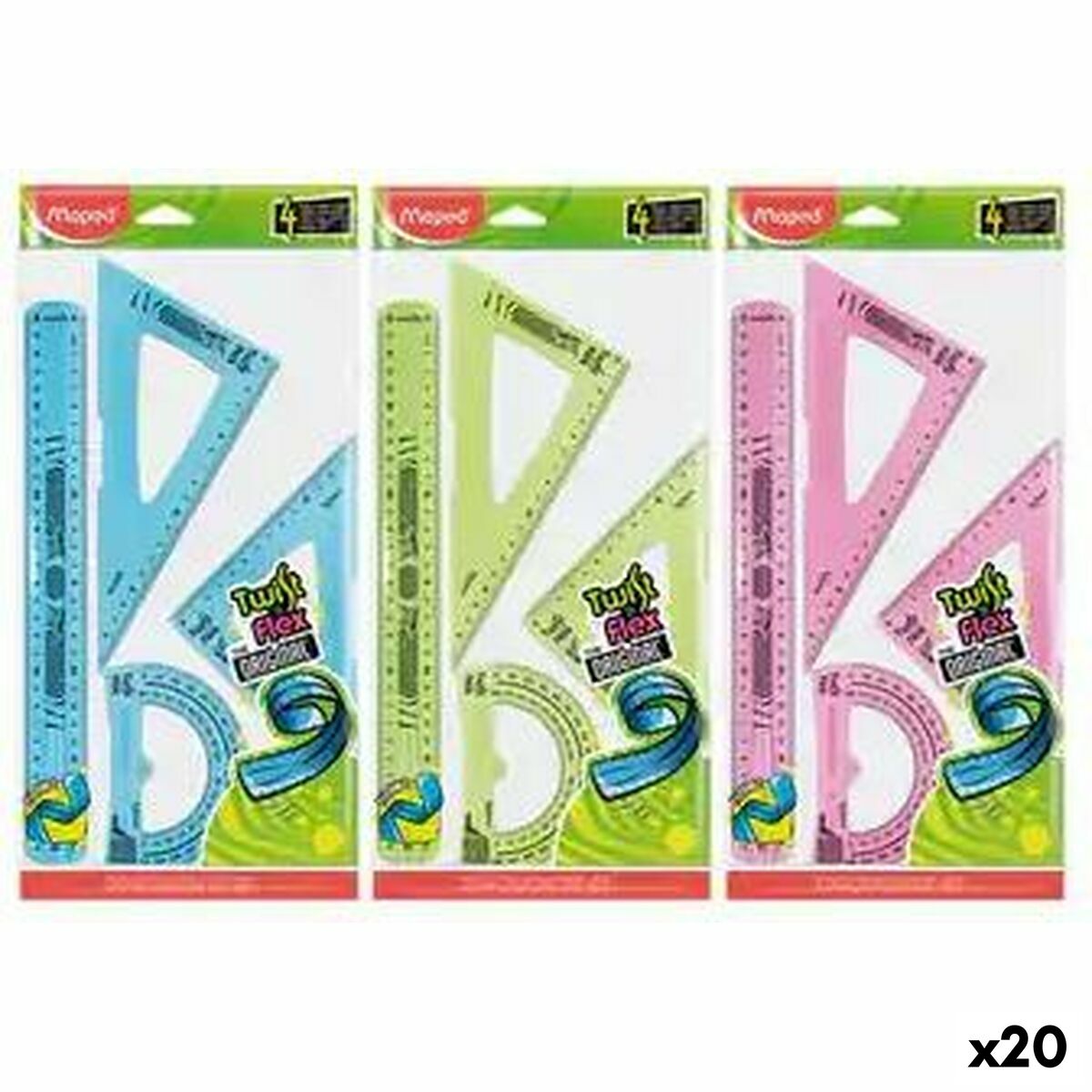 Seti di righelli Maped Twist'n Flex Maxi 4 Pezzi 20 Unità 2 S8424965_0