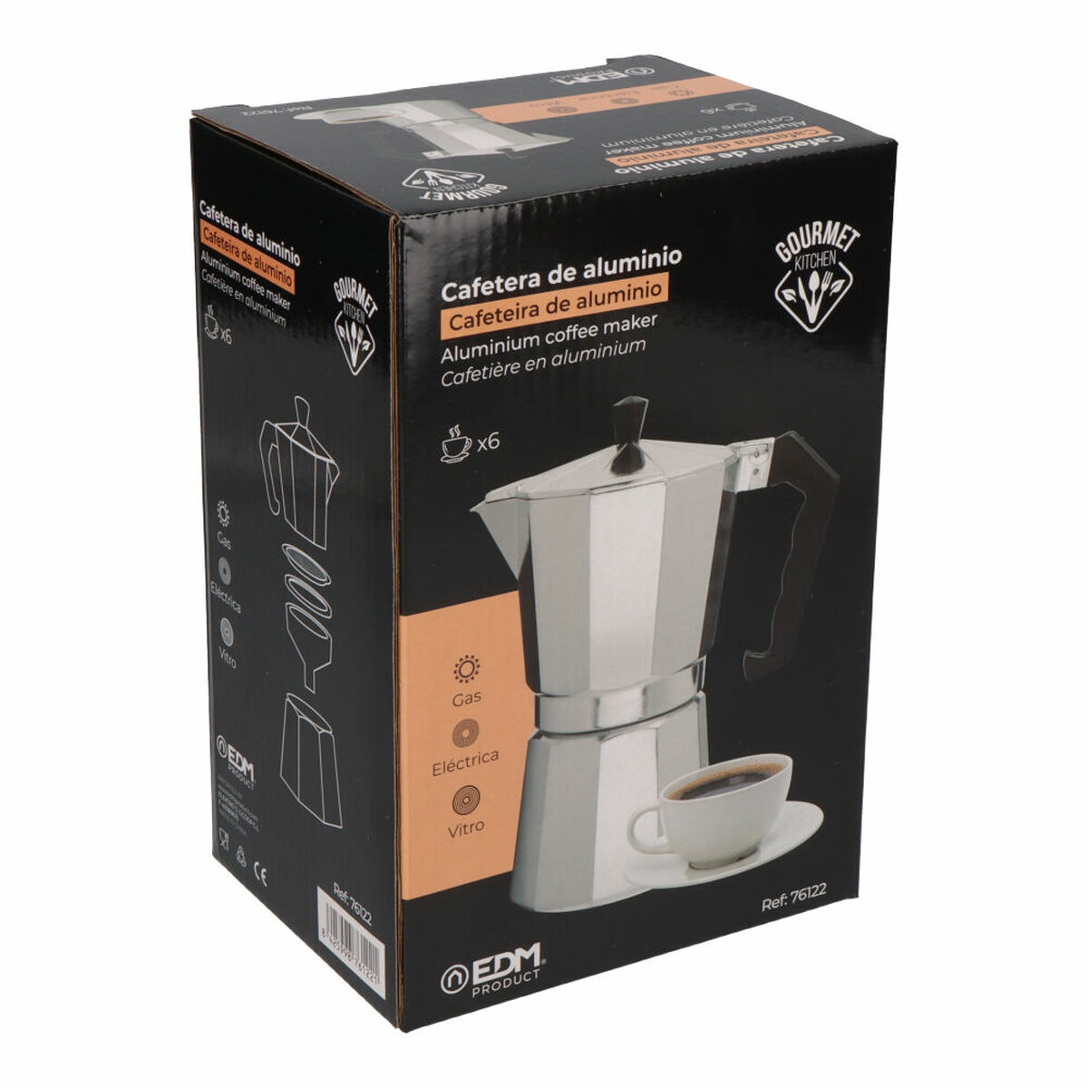 Caffettiera Italiana EDM Alluminio 6 Tazze 5 S7901071_3