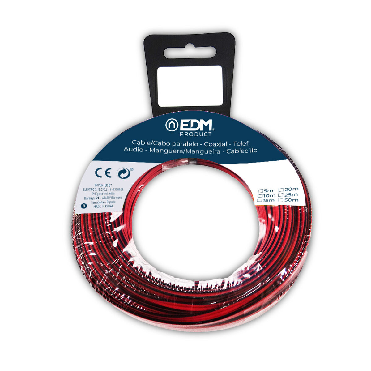 Cavo Coassiale Antenna TV EDM 28010 Nero Rosso Rosso/Nero 25 m 2 x 1,5 mm 3 S7915118_1