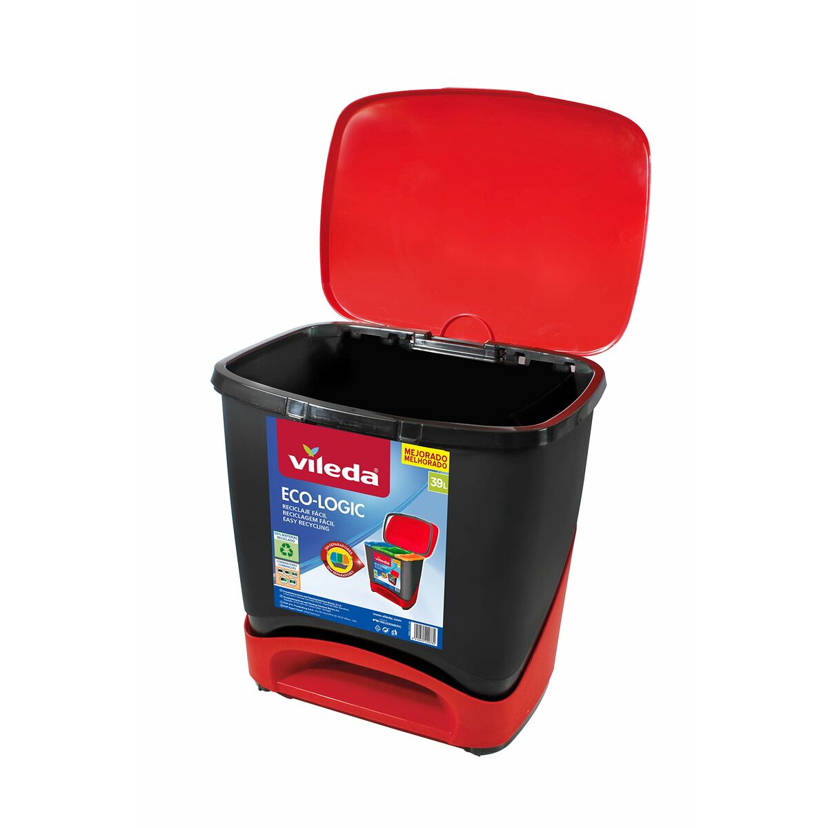 Secchio della spazzatura Vileda ECO-LOGIC polipropilene 39 L Nero Rosso Rosso/Nero 2 S7904115_0