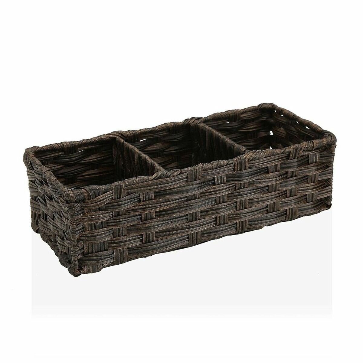 Cestino Multiuso Versa 15,2 x 10,2 x 35,6 cm 3 Compartimenti Marrone 2 S3407614_0