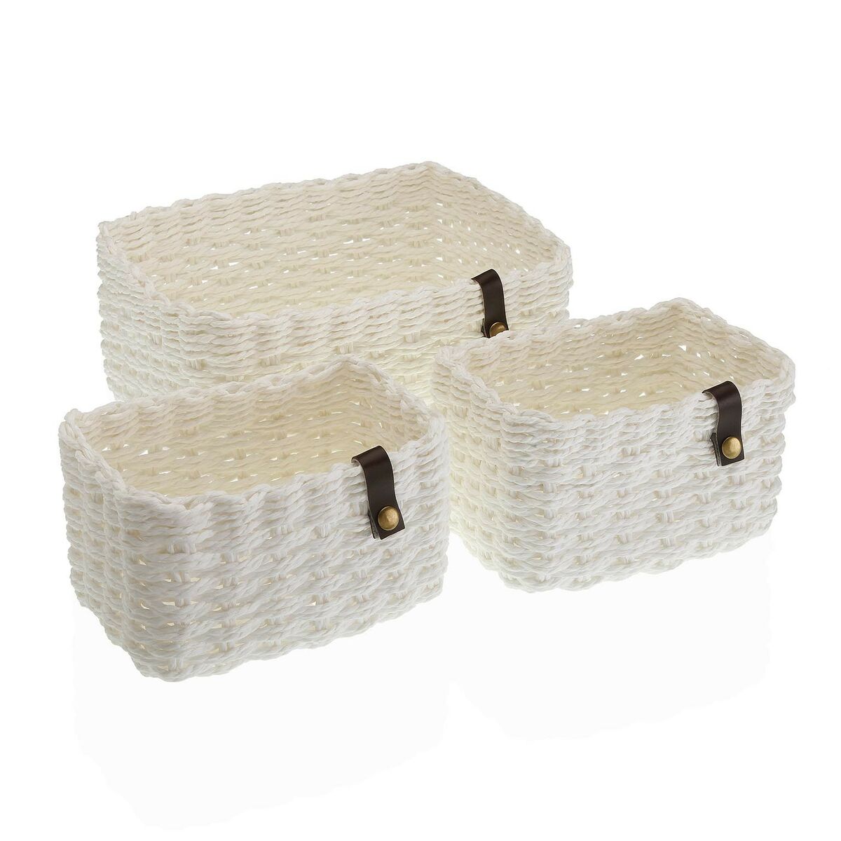 Set di Cestini Versa 19 x 12 x 26 cm Bianco 2 S3410748_0