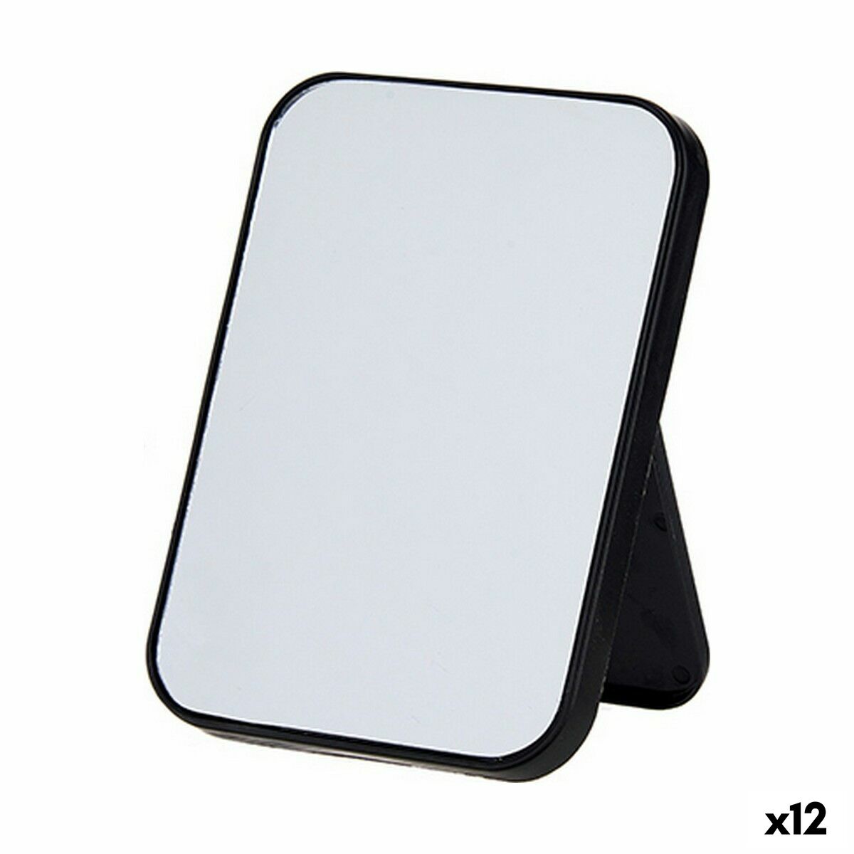 Specchio con Supporto Berilo 48727 Bianco Nero polipropilene 1,7 x 20 x 14 cm (12 Unità) 2 S3624501_0
