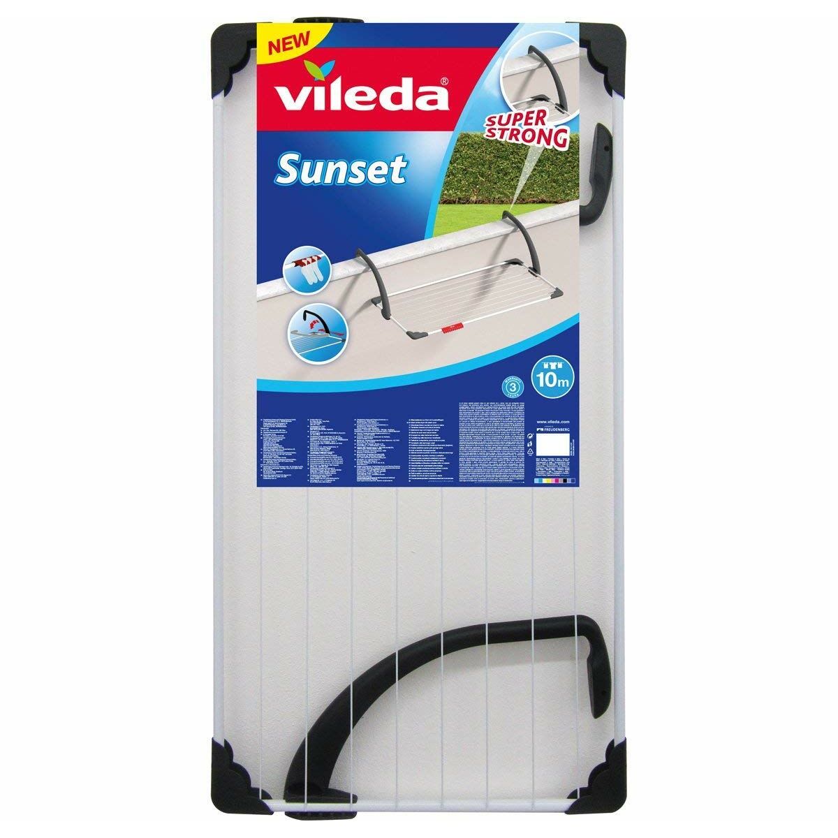 Stendibiancheria Vileda 157229 Sunset CJ6 Per appendere sul balcone Acciaio Bianco Resina (110 x 56 x 28 cm) (10 m) 3 S7901300_1