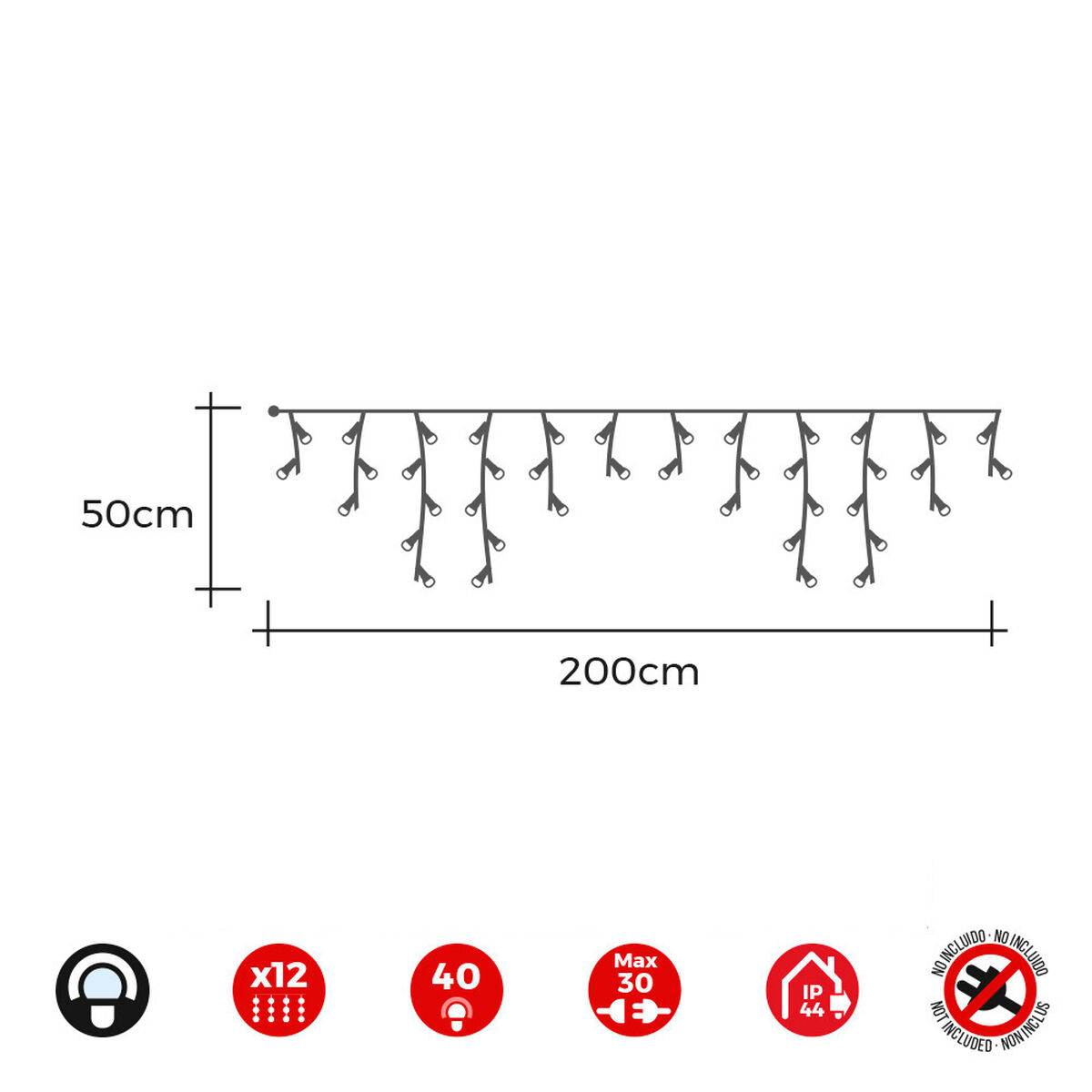 Tenda Luminosa LED EDM 71265 Icicle Easy-Connect 0,72 W 200 x 50 cm 4 S7916397_2