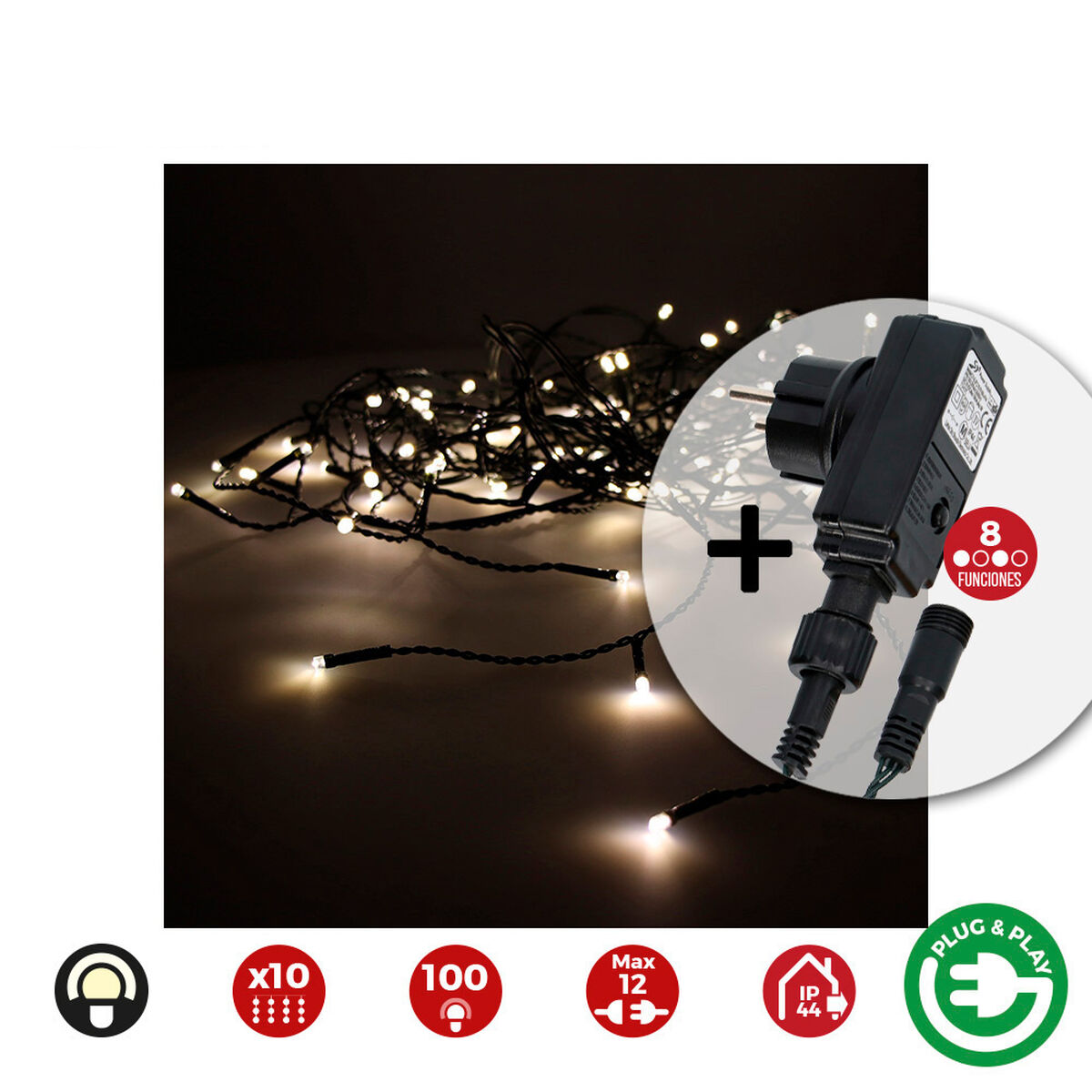 Tenda Luminosa LED EDM 71481 Easy-Connect 1,8 W Luce calda Bianco Caldo 2 x 1 m Bianco Programmabile 3 S7902258_1