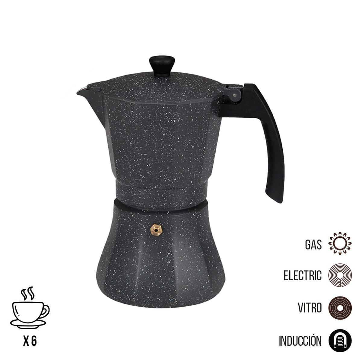 Caffettiera Italiana EDM Nero Alluminio 6 Tazze Induzione 4 S7902338_2