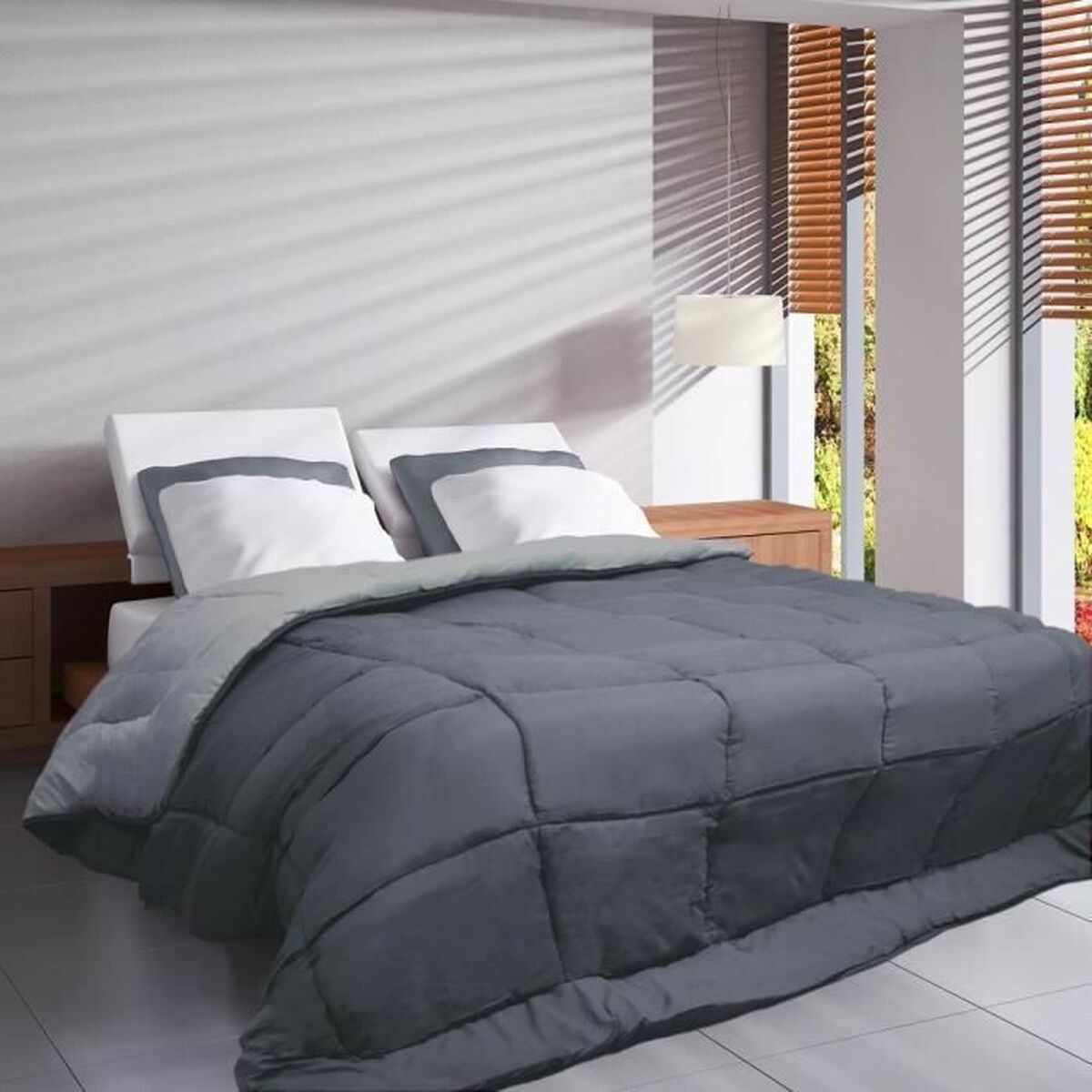 Piumino Letto Poyet Motte Hudson Grigio Argentato 140 x 200 cm 3 S7166217_1