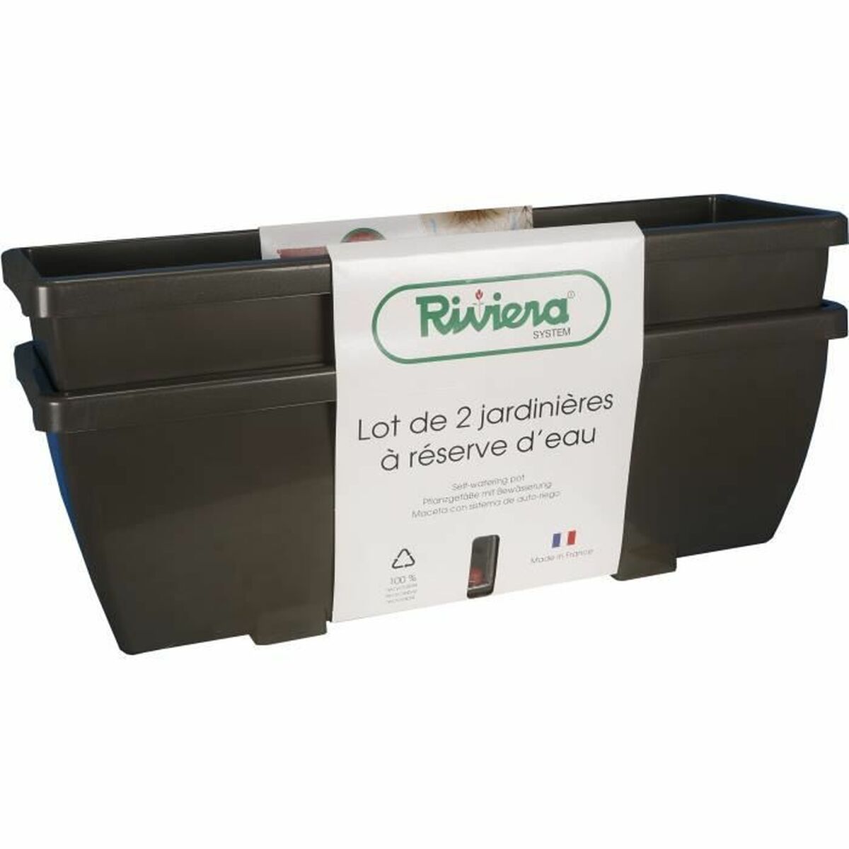 Vaso Riss RIV3580796587765 Grigio Resina Rettangolare (2 Unità) 2 S7196256_0