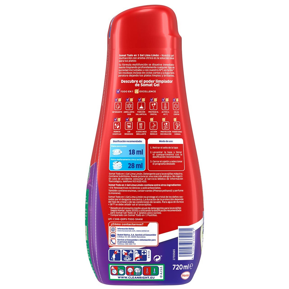 Detersivo Liquido per Stoviglie Somat Limone 720 ml Tutto in uno 40 lavaggi 3 S7912202_1