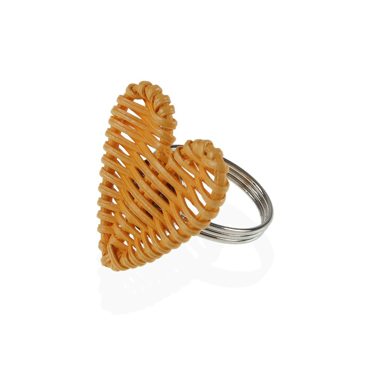 Anello portatovagliolo Versa Metallo Rattan 5,3 x 4,7 x 5,3 cm Cuore 2 S3411359_0