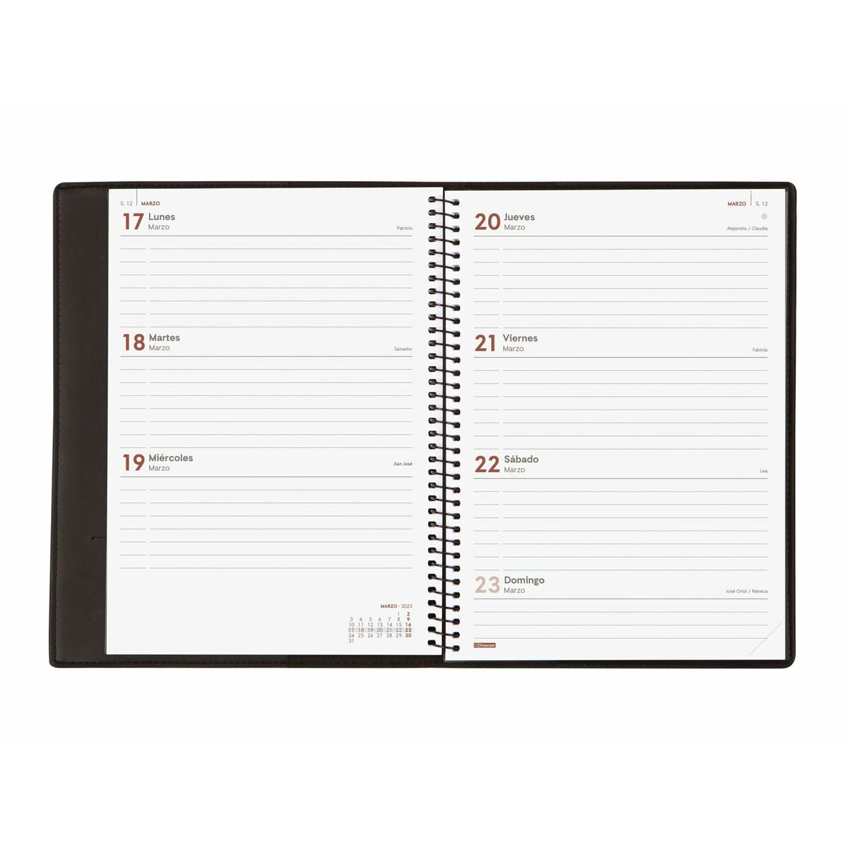 Agenda Finocam DUOBAND E10 Nero A5 15,5 x 21,2 cm 2025 Block Notes 7 S8437473_5