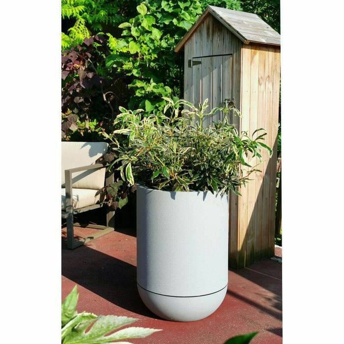 Vaso Riviera D40 Ø 40 cm Grigio Pietra Plastica Rotondo 3 S7164866_1