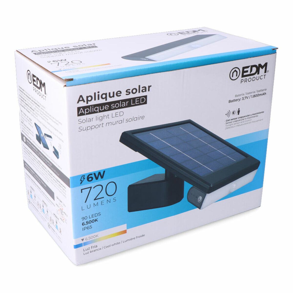 Applique da Parete EDM 31854 Nero 6 W 720 Lm LED Solare (6500 K) 7 S7921587_5