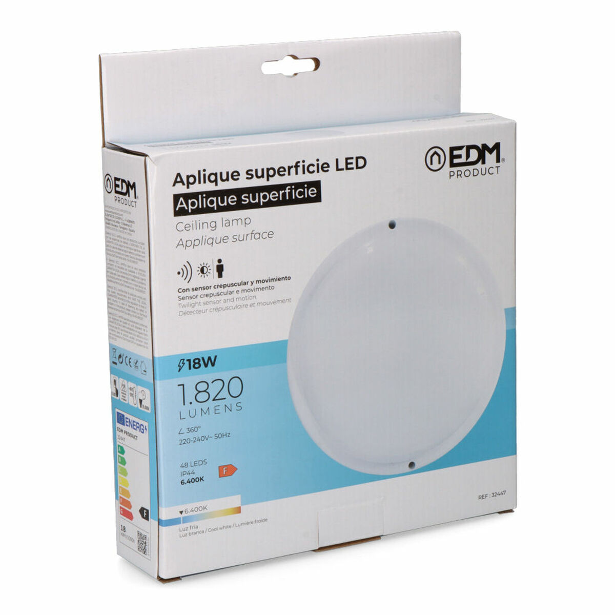 Applique da Parete EDM 32447 Bianco Plastica F 18 W 120 W 1820 Lm Sensore di Movimento Sensore di luce Rotondo (6400 K) 4 S7922909_2