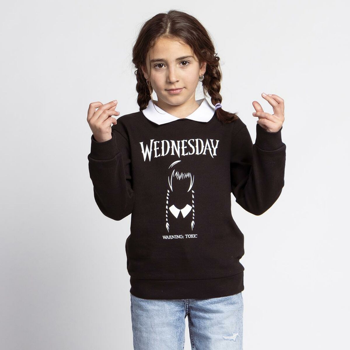 Felpa senza Cappuccio Bambino Wednesday Grigio scuro 3 S0741285_1