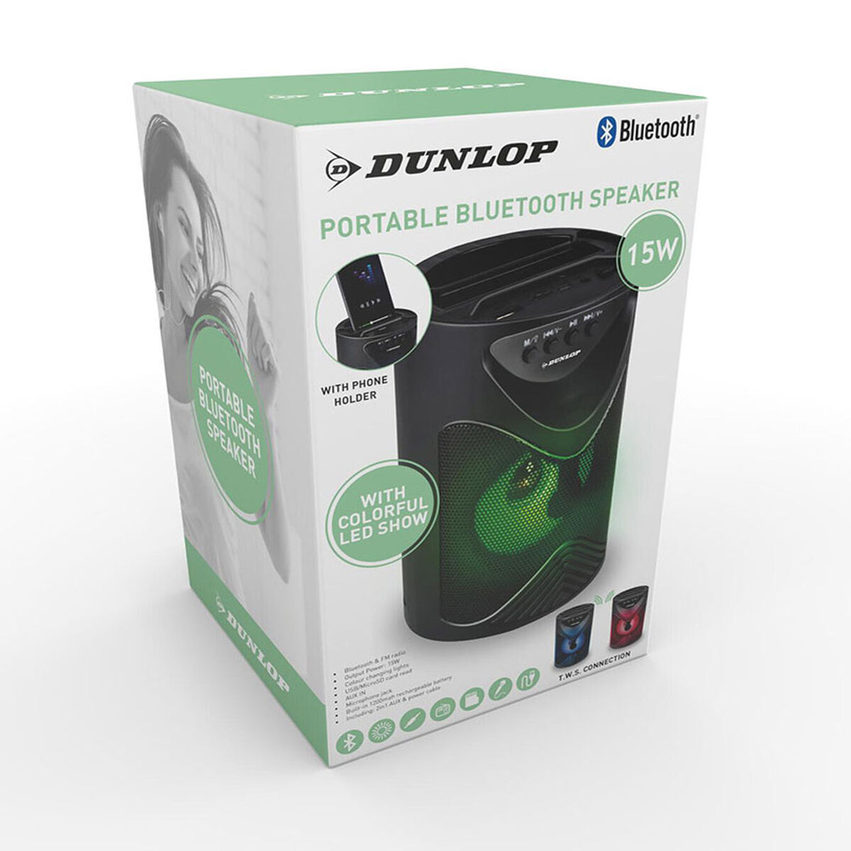 Altoparlante Bluetooth Dunlop TWS 15 W Nero USB 5 S7923104_3