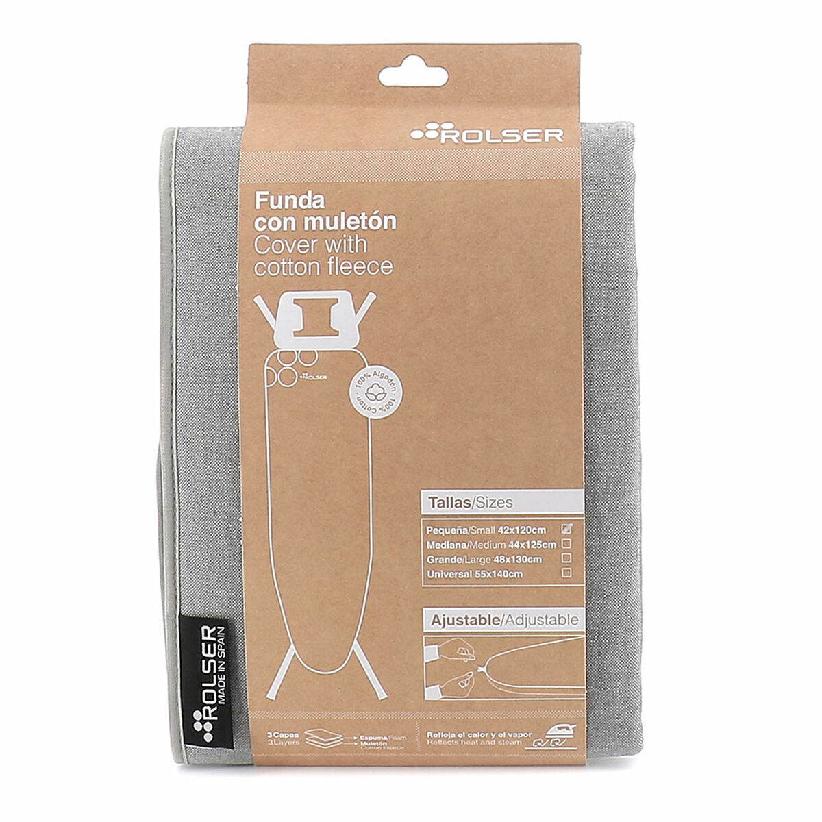 Copri asse da stiro Rolser Grigio 120 x 42 cm 3 S7927123_1
