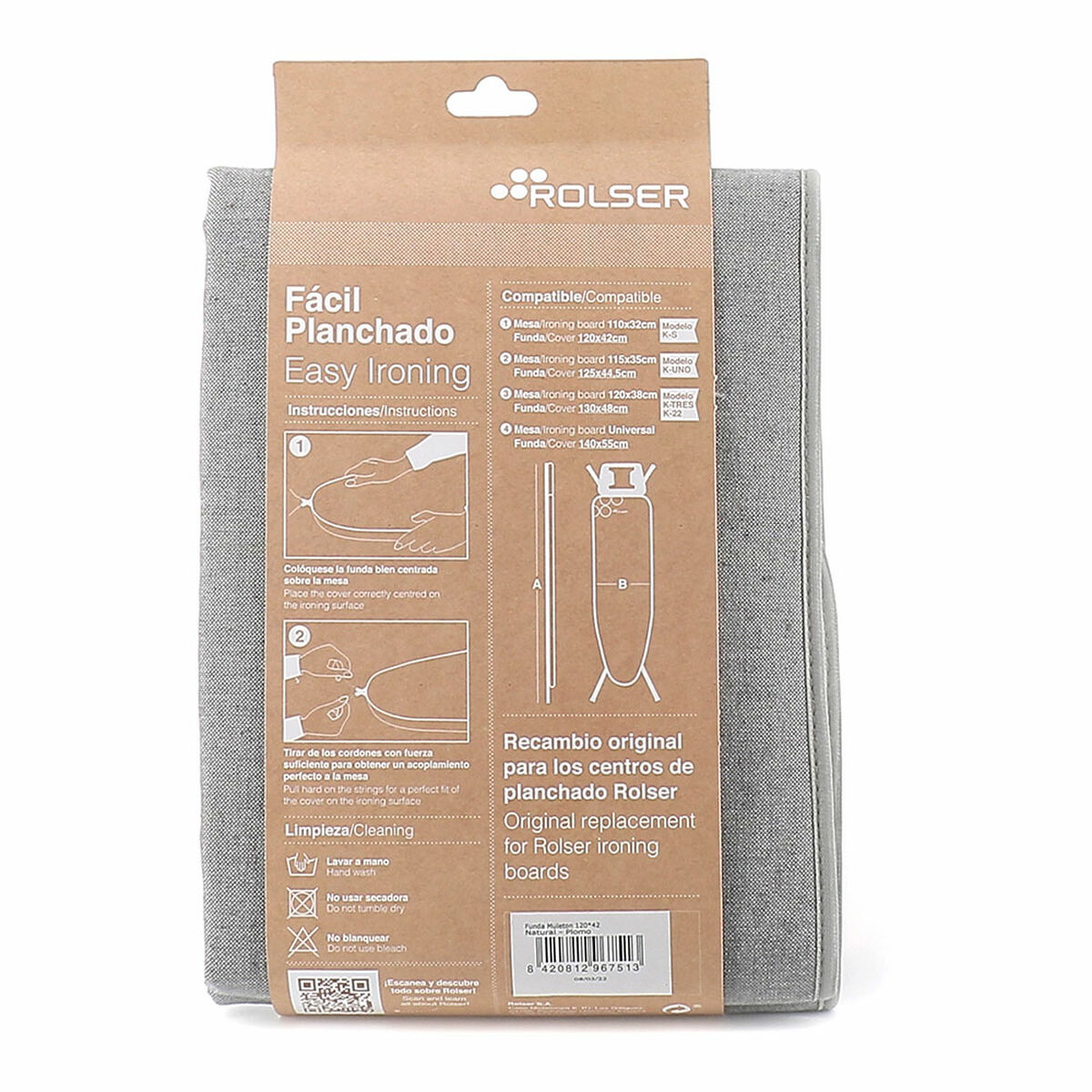 Copri asse da stiro Rolser Grigio 120 x 42 cm 4 S7927123_2