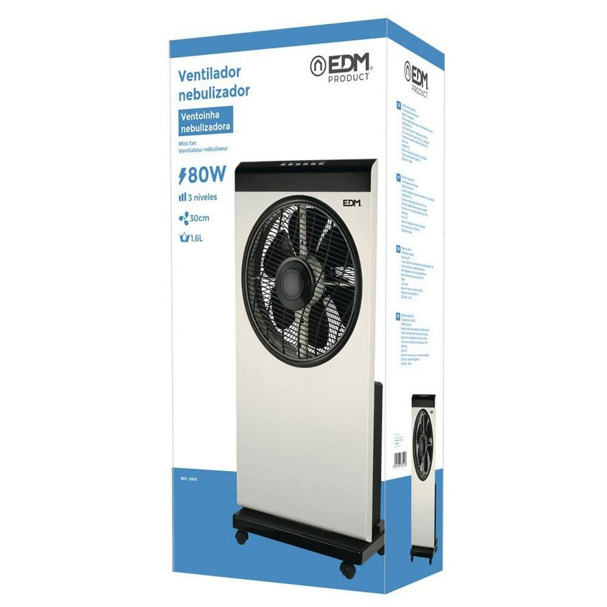 Ventilatore Nebulizzatore EDM Bianco 80 W 39 x 24 x 84 cm 3 S7901768_1