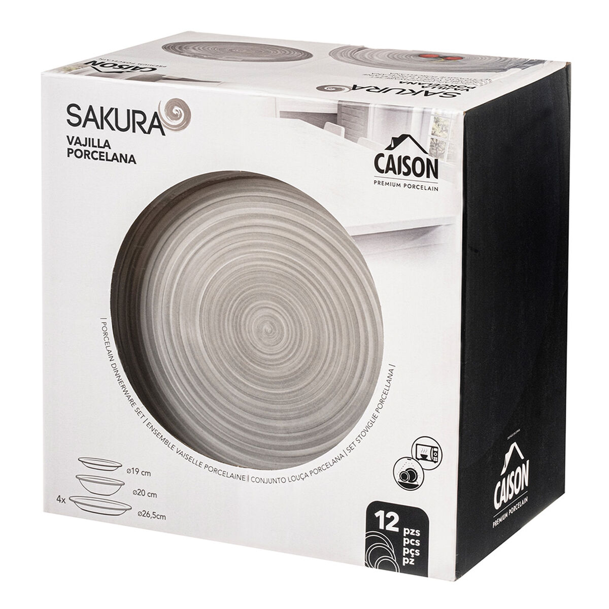 Servizio di Piatti di Porcellana Caison Sakura Marrone Grigio Porcellana 12 Pezzi 4 S7924155_2