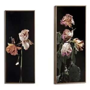 Quadro Gift Decor Nero Oro Dorato Truciolare Fiori 21,2 x 2 x 51,2 cm 21,2 x 51,2 x 2 cm