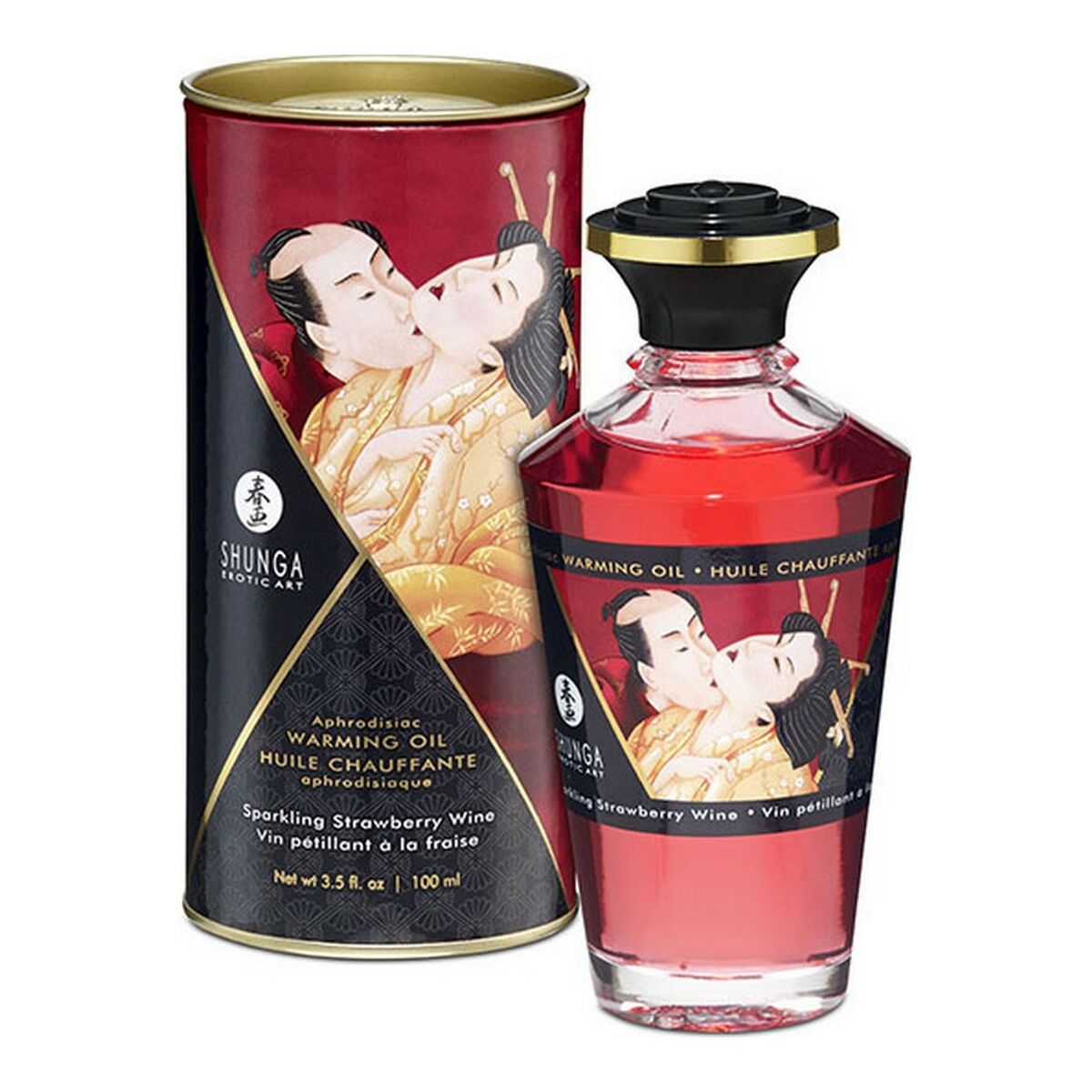Olio per Massaggio Erotico Shunga SHU127-SPARKLING STRAWBERRY WINE 100 ml Fragola 2 M0406076_0