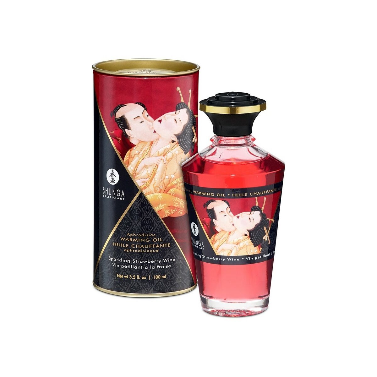 Olio per Massaggio Erotico Shunga SHU127-SPARKLING STRAWBERRY WINE 100 ml Fragola 5 M0406076_3