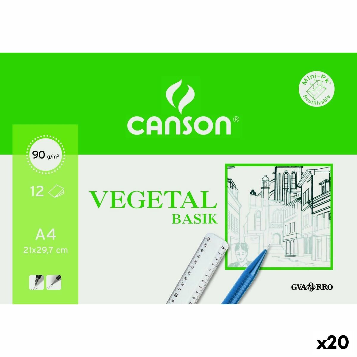 Carta da disegno Canson VEGETAL BASIK A4 12 Fogli (20 Unità) 2 S8435774_0