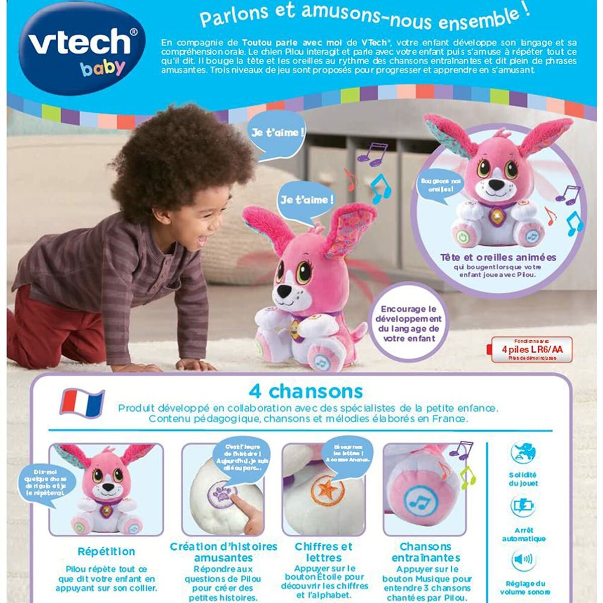 Peluche con Suono Vtech Baby Doggie Talk to me (FR) Cane 3 S7125398_1