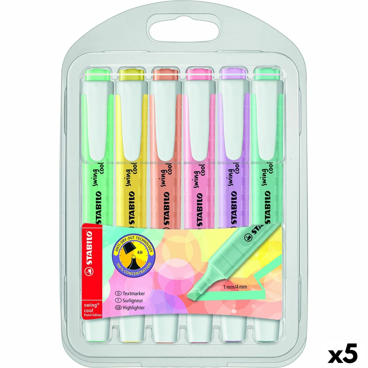 Evidenziatore Stabilo Swing Cool Pastel Multicolore (5 Unità) 2 S8437655_0