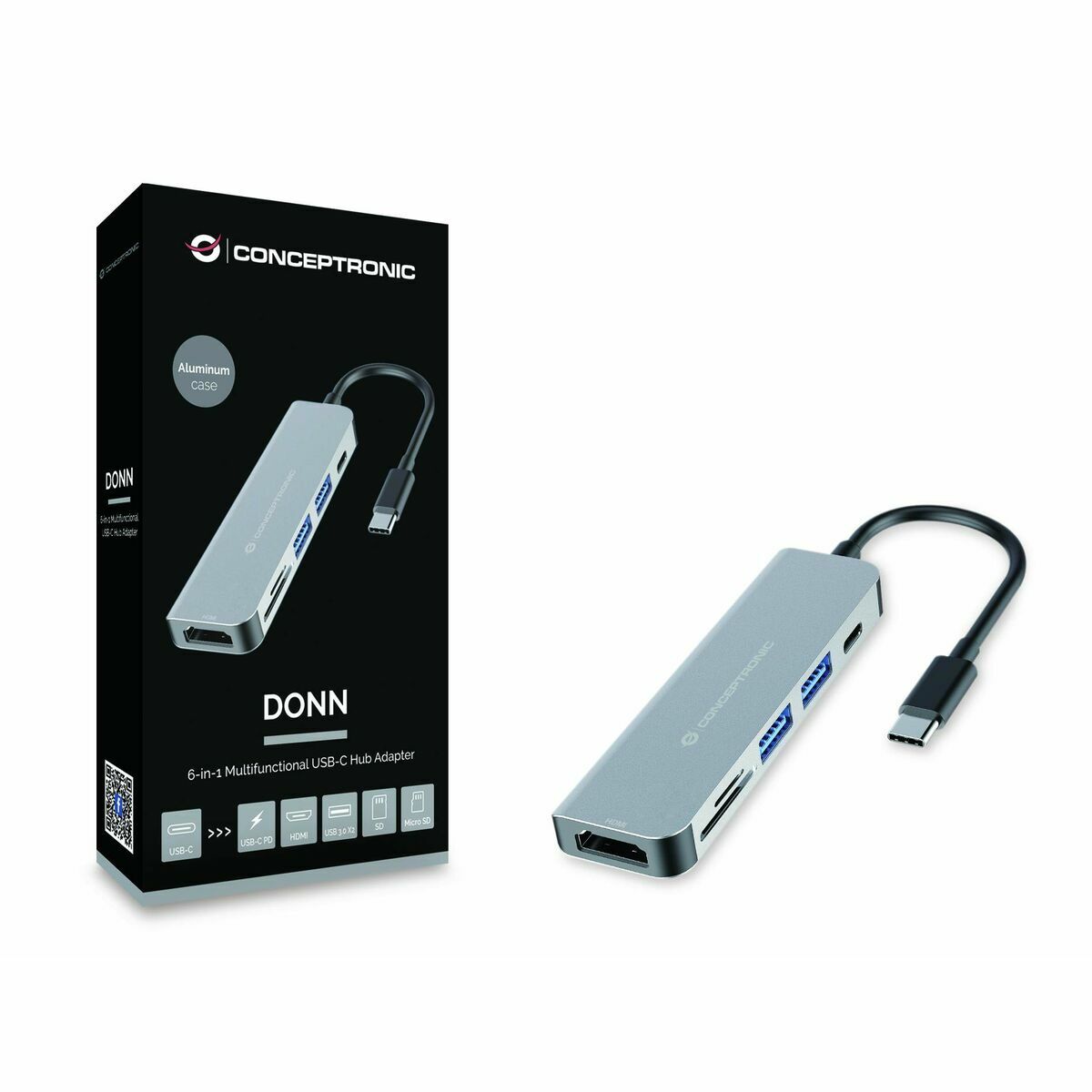 Hub USB Conceptronic 6 in 1 Grigio Alluminio 3 S8425871_1