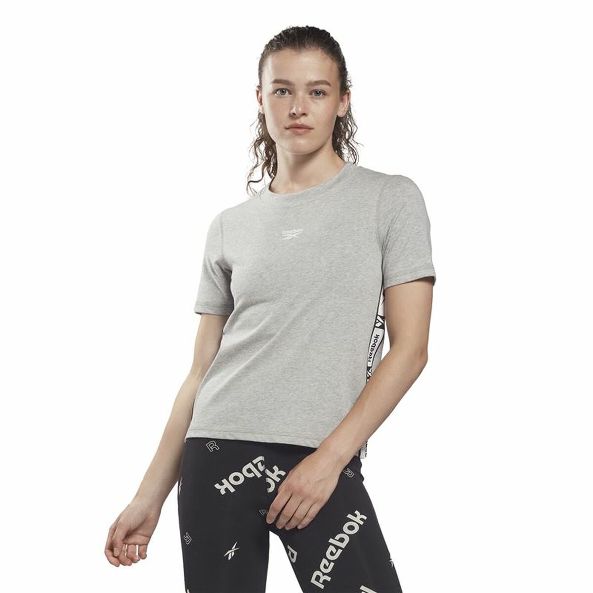 Maglia a Maniche Corte Donna Reebok Tape Pack Grigio 3 S6469435_1