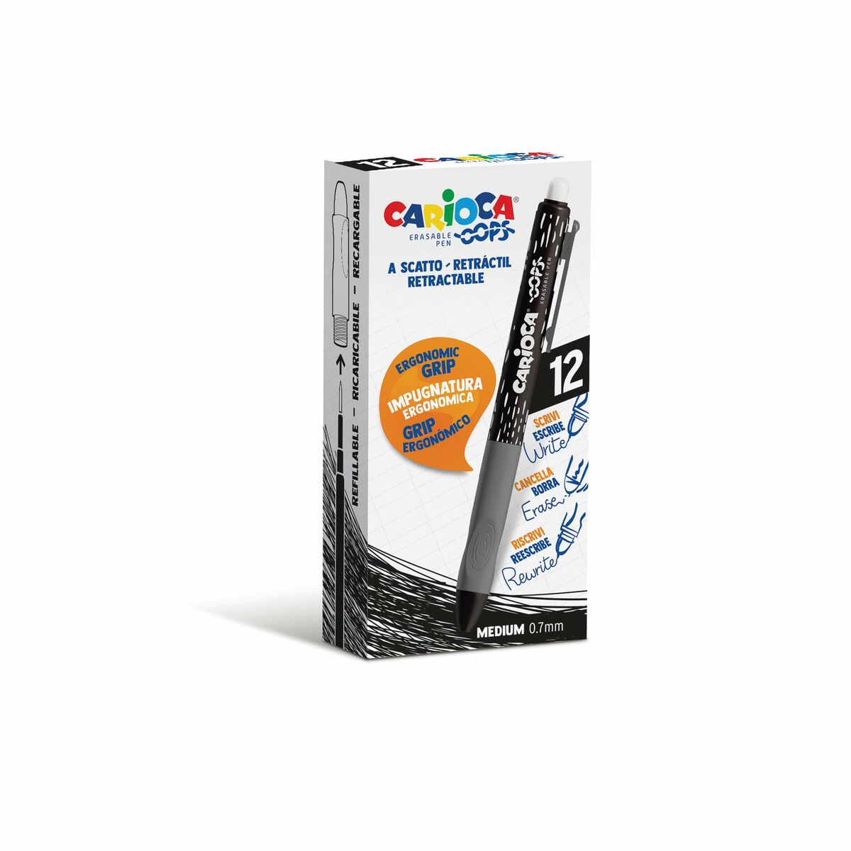 Penna Carioca Oops Nero 0,7 mm (12 Pezzi) 2 S8403470_0