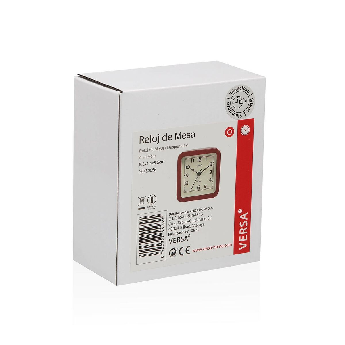 Orologio da Tavolo Versa Alvo Rosso Plastica 4,5 x 8,5 x 8,5 cm 4 S3412950_2
