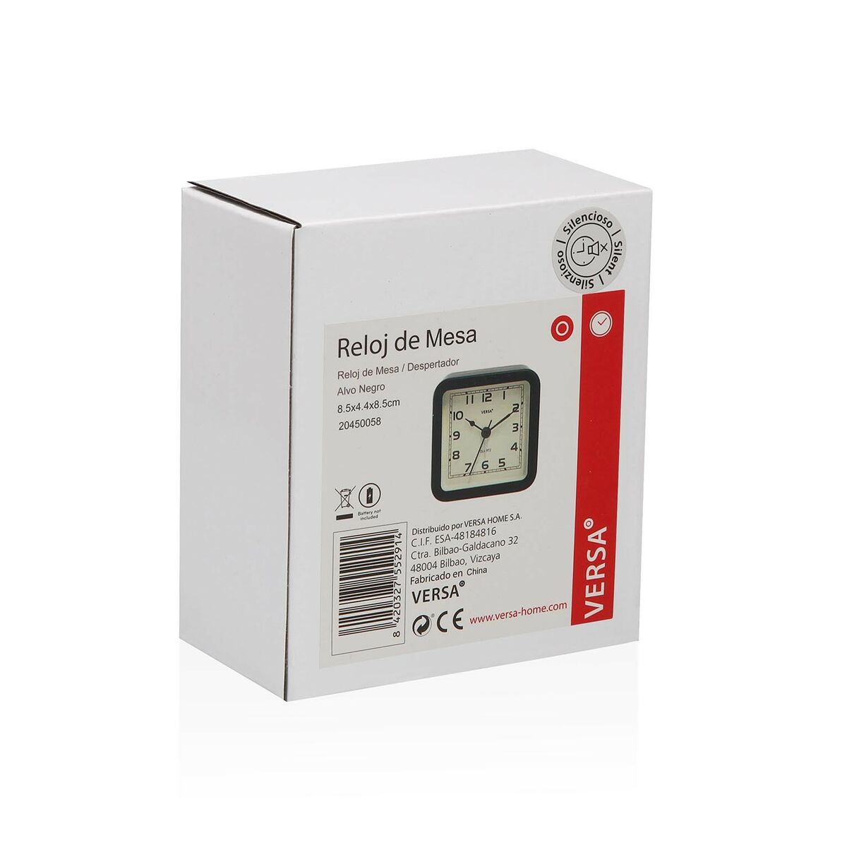 Orologio da Tavolo Versa Alvo Nero Plastica 4,5 x 8,5 x 8,5 cm 4 S3412952_2