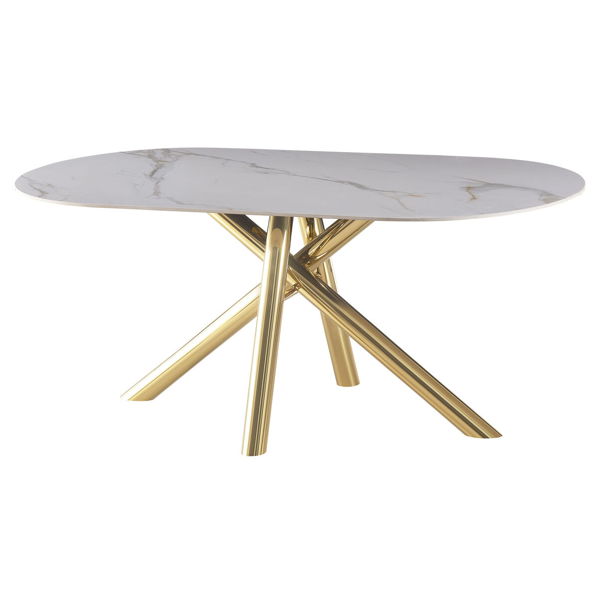 Tavolo da Pranzo Home ESPRIT Dorato Metallo Ceramica 180 x 90 x 75 cm 2 S3059526_0