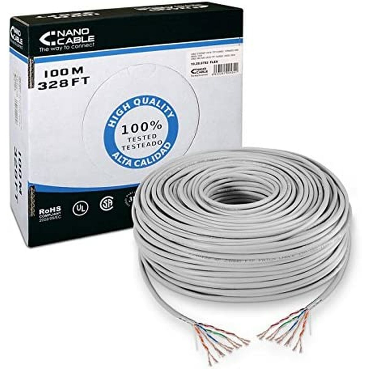Cavo di Rete Rigido UTP Categoria 6 NANOCABLE 10.20.0702-FLEX Grigio 100 m 2 S9905106_0