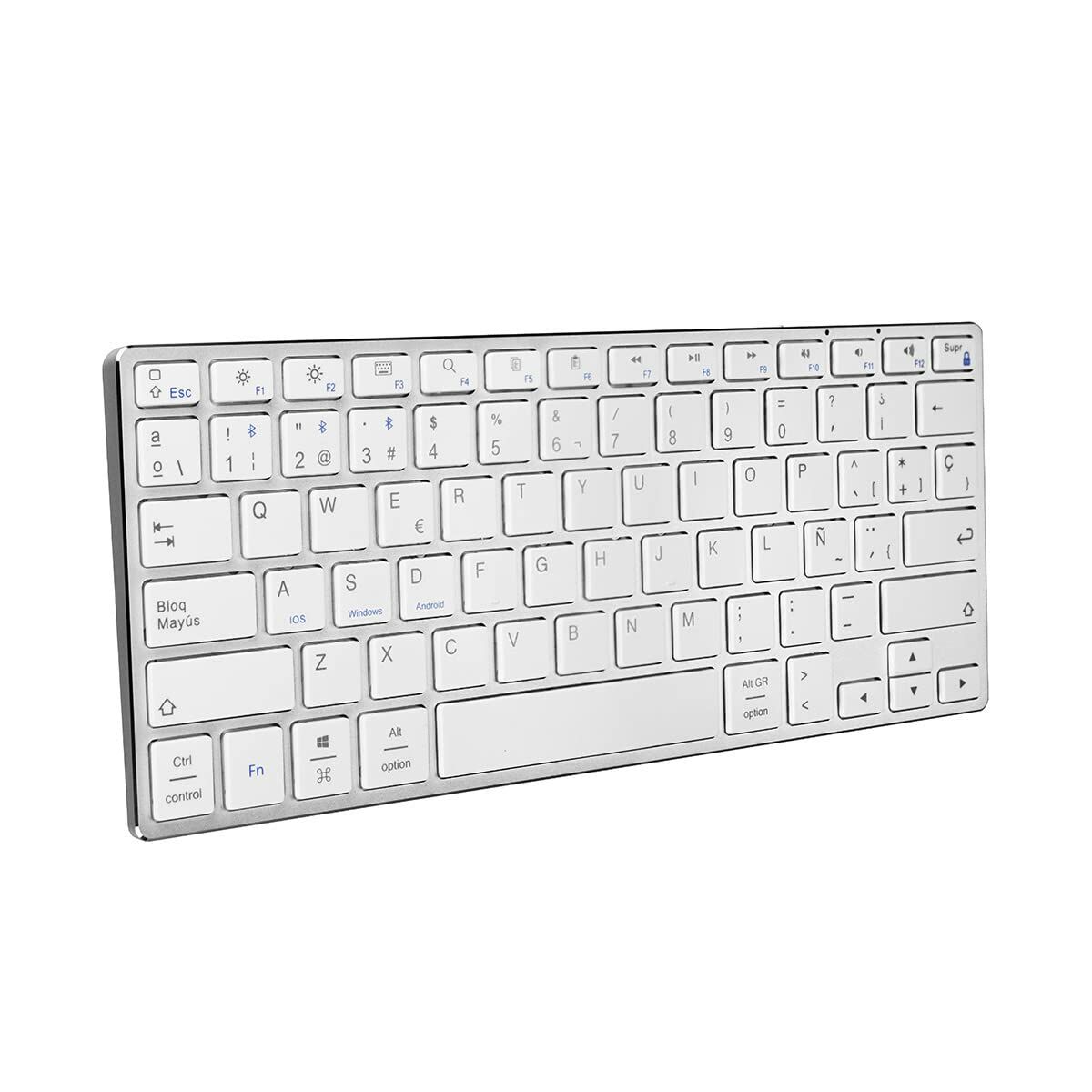 Tastiera Wireless Subblim SUB-KB-3ADC200 BLUETOOTH 3.0 350 mAh Qwerty in Spagnolo Argentato Spagnolo 2 S5622124_0