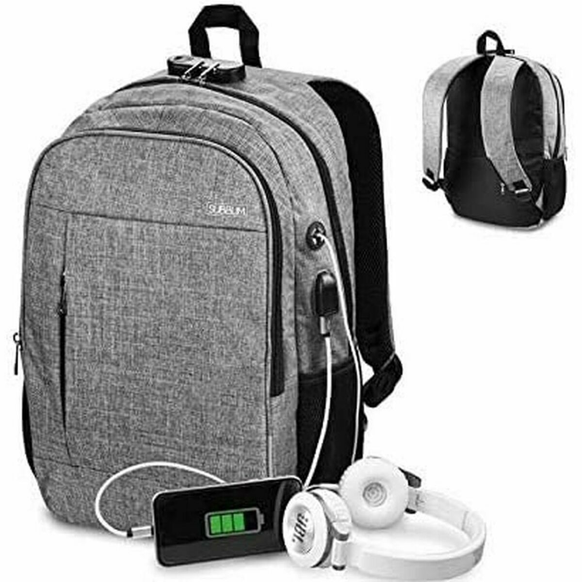 Zaino per PC Portatile e Tablet con Uscita USB Subblim SUB-BP-1UL0001 Grigio 2 S9906955_0
