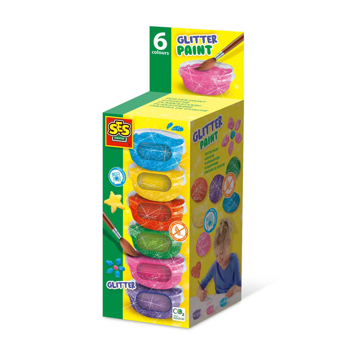 Set da Disegno SES Creative Glitter Gouache (6 Unità) 2 S71001855_0