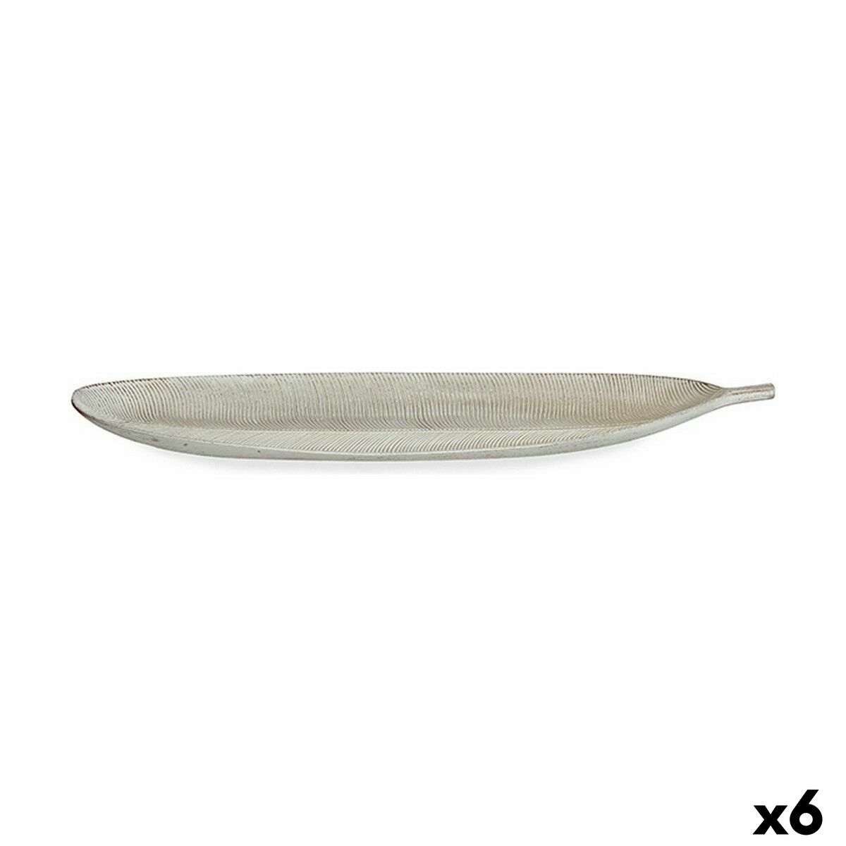 Vassoio Bianco Legno MDF Foglia della pianta 59,5 x 3 x 21,6 cm Decorazione (6 Unità) 2 S3625497_0