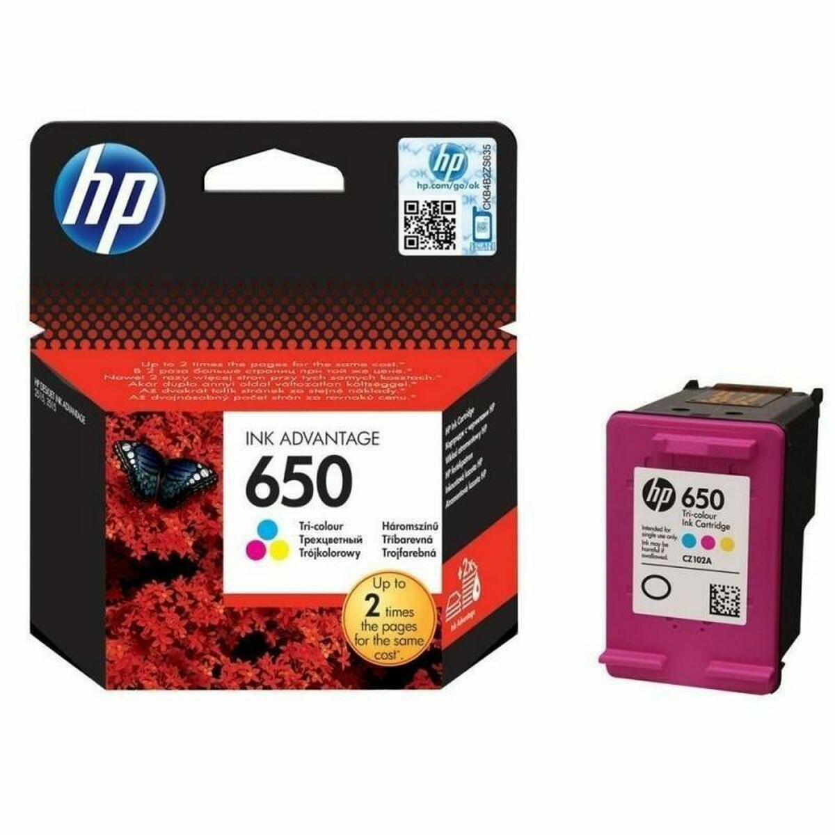 Cartuccia ad Inchiostro Originale HP 650 Ciano/Magenta/Giallo 2 S9113604_0